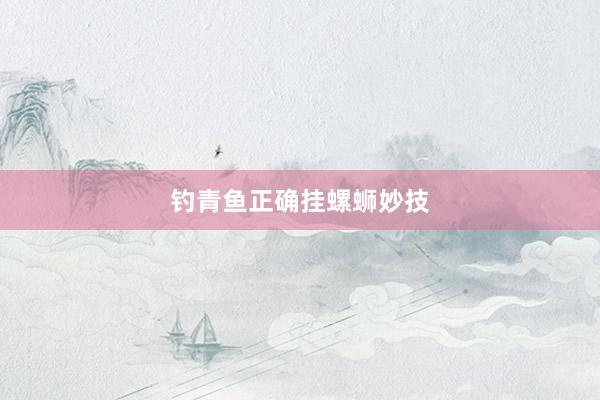 钓青鱼正确挂螺蛳妙技